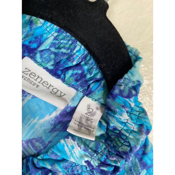 Zenergy Chicos 2 Blue Ikat Zip Up Jacket Sz Large Boho Geometric Artsy Lagenlook - Picture 3 of 14